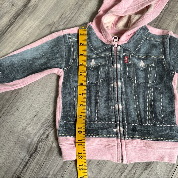NWT Levis Baby Pink & Blue Jean Jacket Look Zipper Hoodie . Size 12 months - Picture 4 of 11